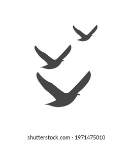 Birds Flying Icon Black and White Vector Graphic