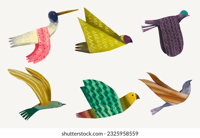 Birds flying illustration. watercolor painting of animal wildlife