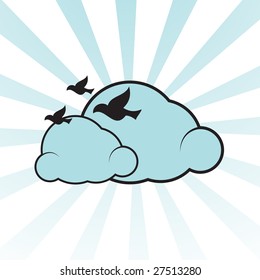 Birds flying for peace template with room for text and use as background