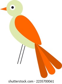 Birds flying, perching, walking and pecking. Cute clear backed simple woodland bird Vector illustrations.