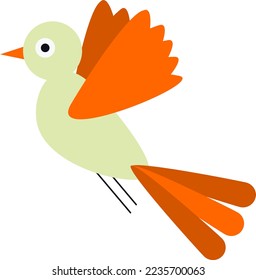 Birds flying, perching, walking and pecking. Cute clear backed simple woodland bird Vector illustrations.