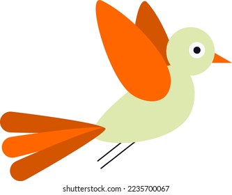 Birds flying, perching, walking and pecking. Cute clear backed simple woodland bird Vector illustrations.