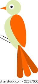 Birds flying, perching, walking and pecking. Cute clear backed simple woodland bird Vector illustrations.