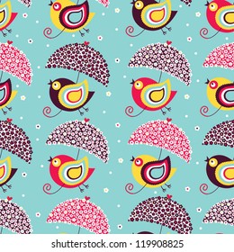 Birds flying. Seamless pattern.