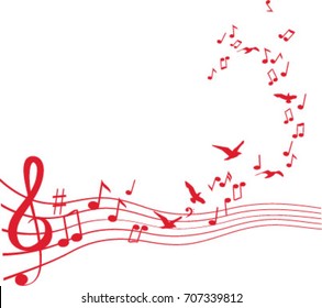 Birds flying from sheet music