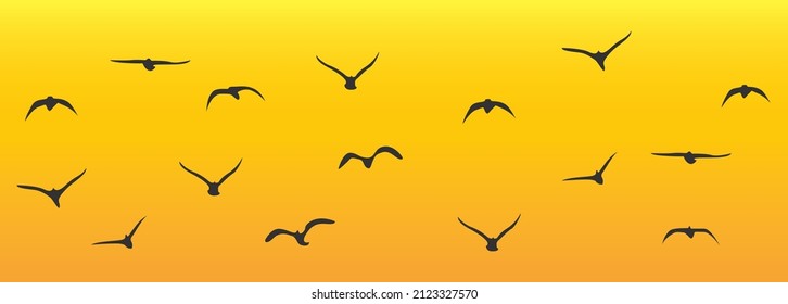 Birds Flying at Sunset vector