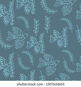birds flying surrounded twigs linea