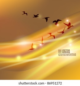 Birds Flying In V Shape Vector Background Design