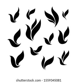 Birds flying in various postures set