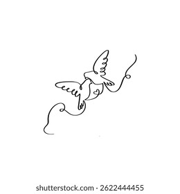 A birds flying vector and illustrated.A flying dove, symbolizing peace, freedom, and unity. Minimalist style, often used as a labor movement icon.