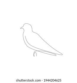 Aves volando vector de una línea dibujando aislado en el fondo blanco. Logo o icono concepto de ave moderna. Ilustración del vector