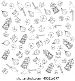 Birds, girrafes,flowers pattern.