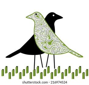 Birds in the grass