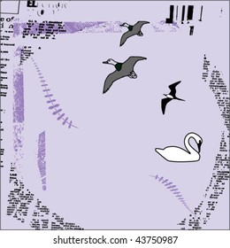 birds grunge background vector
