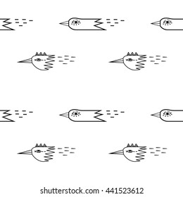 Birds heads seamless pattern grey. 