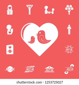 birds in the heart icon. Detailed set of mother day icons. Premium graphic design. One of the collection icons for websites, web design, mobile app