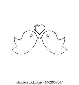 birds and heart icon. Element of Love for mobile concept and web apps icon. Outline, thin line icon for website design and development, app development