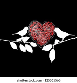 birds with heart. vector