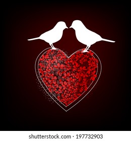 birds with heart . Vector