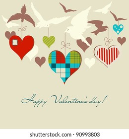 Birds and hearts vector illustration