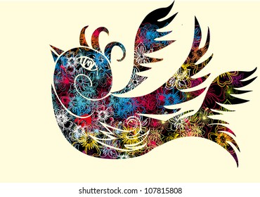 birds and hibiscus