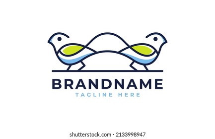 Birds Icon with Line art Outline Monoline Logo Design Inspiration
