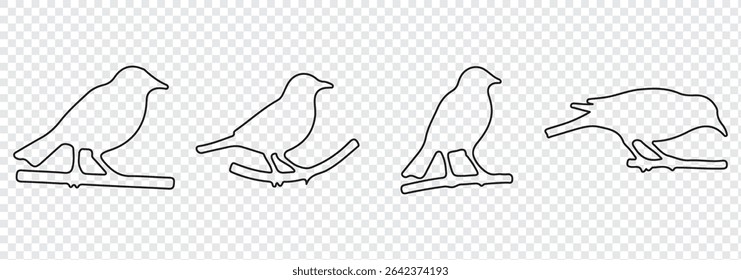 Birds icon set. fly illustration sign collection. nature symbol. Bird's black silhouettes set. bird silhouettes on white background