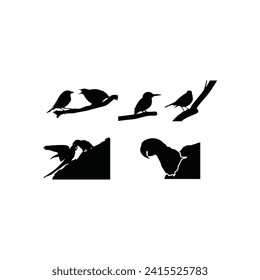 Vogelsymbol eingestellt. Vektor Collection of Bird Silhouettes.Set von Silhouetten von Vögeln auf weißem Hintergrund - Vektorgrafik.
