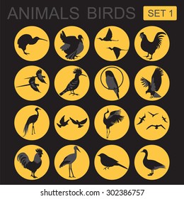 Birds icon set. Vector flat style. Vector illustration 