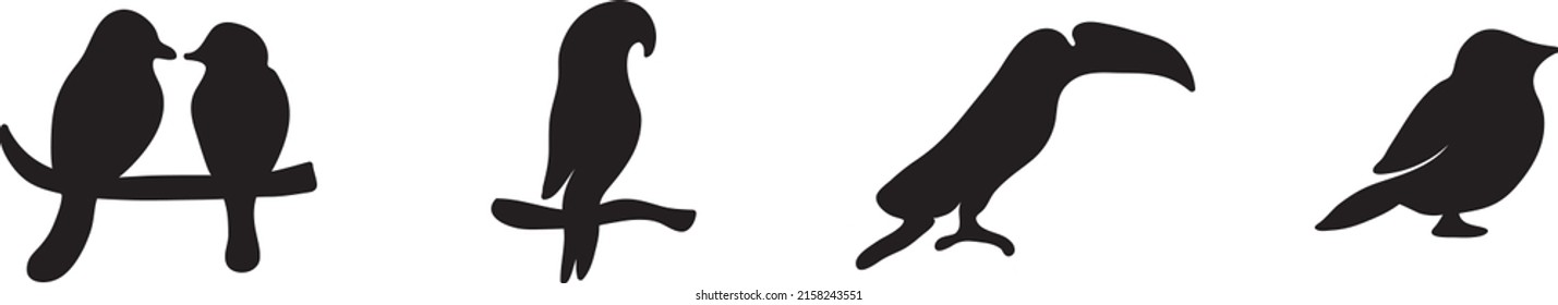 Icono pájaros conjunto ilustración vectorial en fondo blanco..eps
