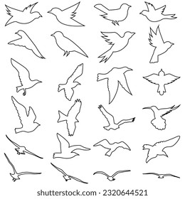 Birds icon vector set. animals illustration sign collection. nature symbol.