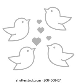 birds icons and hearts, vector illustration