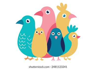 Birds icons set with an editable outline.