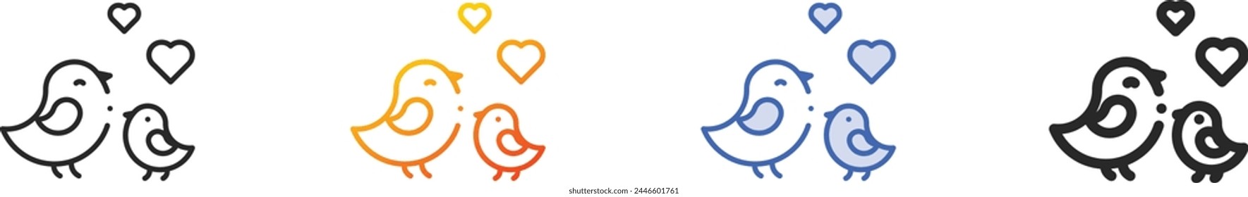 birds icon.Thin Linear, Gradient, Blue Stroke and bold Style Design Isolated On White Background