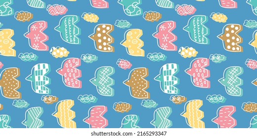 Birds illustration background. Seamless pattern. Vector. 