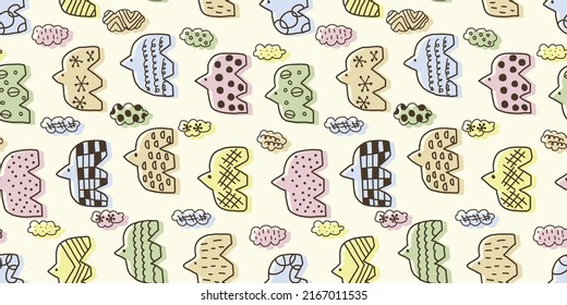 Birds illustration background. Seamless pattern. Vector. 