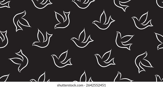 Plano de fundo da ilustração de pássaros. Padrão contínuo. Vetor. 