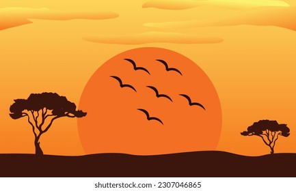 Birds illustration isolated on white background. Wall art, artwork, poster design. Freedom concept