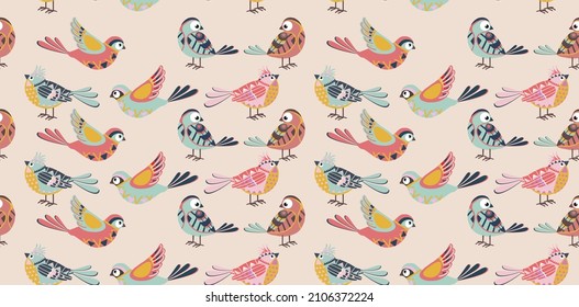 ilustración de pájaros en el patrón de repetición