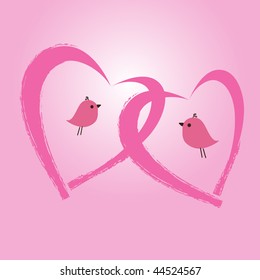 Aves dentro de los corazones. Ilustración del vector