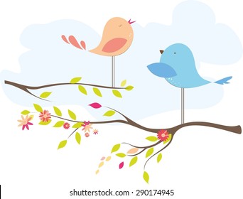 Birds, Kids Background, Good Pictures, A Gentle Background, Modern, Illustration, Modern Design, Print Fabric, Computer Illustration, Picture For Kids, Birds In The Interior, Postcard