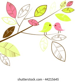 birds kissing on a branch