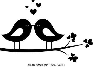 birds kissing in a tree