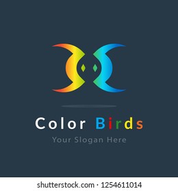 Birds letter logo. Creative logotype template, modern colored symbol, abstract icon