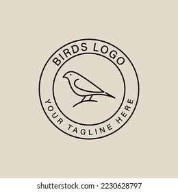 Birds line art logo, icon with emblem and symbol, vector illustration design