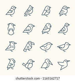 Birds line icons