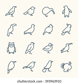 Birds line icons