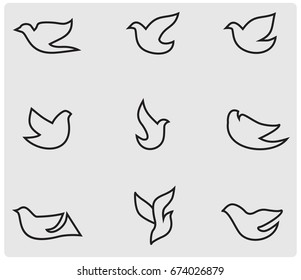 Birds line icons