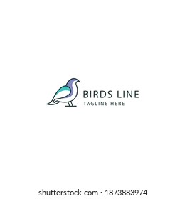 Birds line logo design template - vector