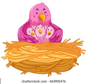 Birds living in the nest illustration